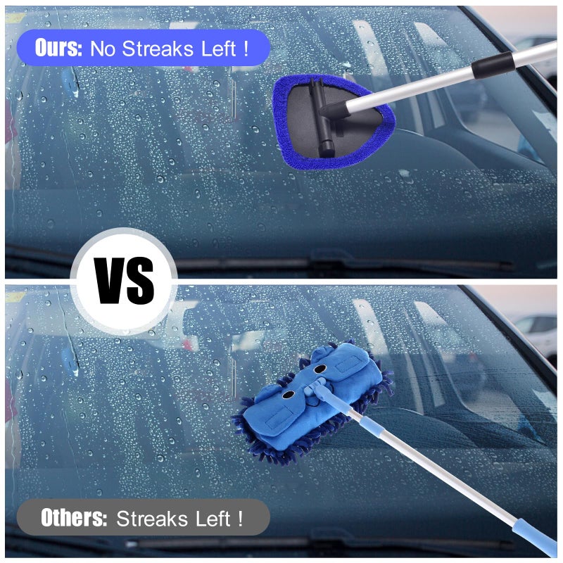 LUKCOZMO Windshield Cleaner  Car Windshield Cleaning Tool with 3 Reusable and Washable Microfiber Pads and Extendable Handle Microfiber Car Window Cleaner - Image 3